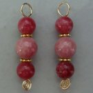 Fancy Triple Rose Pink Rhodonite INTERCHANGEABLE Earring Charms CHOICE YG or SS