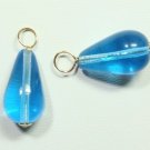 10x20mm Czech Topaz Blue INTERCHANGEABLE Earring Charms YOUR CHOICE YG or SS