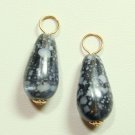7x15mm Light & Dark Gray INTERCHANGEABLE Earring Charms YOUR CHOICE YG or SS