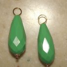 Large Light Green Faceted INTERCHANGEABLE Earring Charms YOUR CHOICE YG or SS