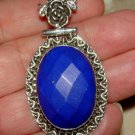 Stunning Detailed 2 3/8" Lapis SLIDE Pendant 925 Silver