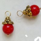 Fancy 9mm Natural Red Coral INTERCHANGEABLE Earring Charms YOUR CHOICE YG or SS