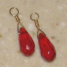 Long Ruby Red INTERCHANGEABLE Earring Jacket Charms YG