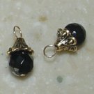 Fancy 8m Faceted Onyx INTERCHANGEABLE Earring Charms YG