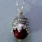 Crowned 10mm Ruby Red Jade Pendant Silver