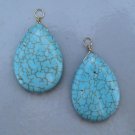 XXL 25x35mm Genuine Turquoise INTERCHANGEABLE Earring Charms YG or SS