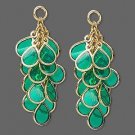 22x32mm Green Teardrop Cluster INTERCHANGEABLE Leverback Earrings Charms GP or S