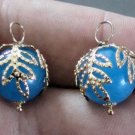 Fancy Leaf Caribbean Blue Aragonite INTERCHANGEABLE Earring Charms YG or SS