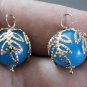 Fancy Leaf Caribbean Blue Aragonite INTERCHANGEABLE Earring Charms YG or SS