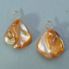 Large Nugget Sherbet Orange MOP Shell INTERCHANGEABLE Earring Charms YG or SS