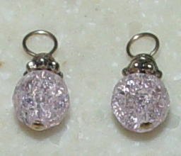 8mm Crackle Pink INTERCHANGEABLE Earring Charms SS