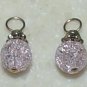 8mm Crackle Pink INTERCHANGEABLE Earring Charms SS