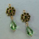 Sparkling Long Swarovski Peridot INTERCHANGEABLE Earring Charms CHOICE YG or SS