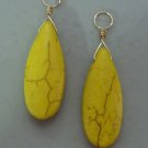 Long 1 3/8" Yellow Howlite INTERCHANGEABLE Earring Charms YOUR CHOICE YG or SS