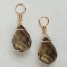 MED Brown Smoky Quartz Briolette INTERCHANGEABLE Earring Charms YG or SS
