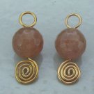 Unusual Fancy Coiled Light Rhubarb Agate INTERCHANGEABLE Earring Charms YG or SS