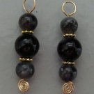 Fancy Triple Blk Onyx & Gray Labradorite INTERCHANGEABLE Earring Charms YG or SS