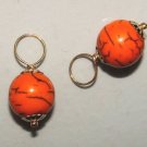 LG Hoop 10mm Orange Howlite INTERCHANGEABLE Earring Charms YOUR CHOICE YG or SS