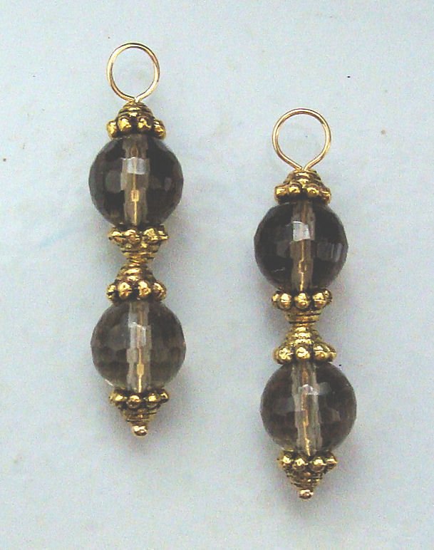Fancy 8m Smoky Quartz INTERCHANGEABLE Earring Charms YG