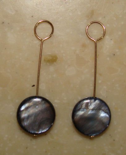 Swinging Black MOP INTERCHANGEABLE Earring Charms YG SS