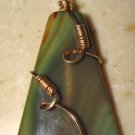 Stunnning Large Green Agate Fancy SLIDE Pendant YG