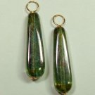 XLG 8x25 Czech Lumi Green INTERCHANGEABLE Earring Charms YOUR CHOICE YG or SS
