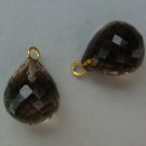 AAA Micro Faceted Genuine Smoky Quartz INTERCHANGEABLE Earring Charms 14K/925