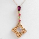 1.59ctw Chalcedony Amethyst Tourmaline Necklace 10K YG