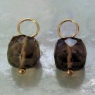 7-8mm Square Cube Smoky Quartz INTERCHANGEABLE Earring Charms SS or YG or 14K