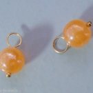 8mm Peachy Sherbet Jade INTERCHANGEABLE Earring Charms YG or  SS