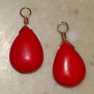 13x18mm Red Howlite Teardrop INTERCHANGEABLE Earring Charms YG SS
