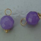 Faceted 10mm Lavender Jade INTERCHANGEABLE Earring Charms YOUR CHOICE YG or SS