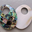 1.5" Oval MOP Mosaic Paua Abalone Shell Reversible INTERCHANGEABLE Donut Pendant