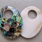 1.5" Oval MOP Mosaic Paua Abalone Shell Reversible INTERCHANGEABLE Donut Pendant