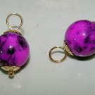 10mm Swirling Purple Fuchsia & Black INTERCHANGEABLE Earring Charms YG or SS