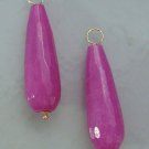XLG Faceted HOT Pink Jade Teardrops INTERCHANGEABLE Earring Charms YG or SS