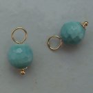 8mm Faceted Aqua Turquoise Blue Agate INTERCHANGEABLE Earring Charms YG or SS