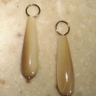 Long Sleek Tan Mother of Pearl Teardrops INTERCHANGEABLE Earring Charms YG or SS