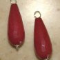 LG Faceted Dark Ruby Rose Jade Teardrops INTERCHANGEABLE Earring Charms YG or SS