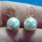10mm Faux Pearl INTERCHANGEABLE Earring Hooplet Charms SOLID 14K YG 1 PAIR