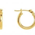 15mm Plain Hoop Earrings YOUR CHOICE 14K YG or 14K WG
