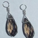 8x16mm Smoky Quartz Teardrops INTERCHANGEABLE Earring Charms SS