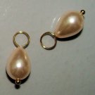 Pink Teardrop Glass Pearl INTERCHANGEABLE Earring Charms YG or SS
