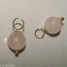 Pale Pink 8mm Faceted Rose Quartz INTERCHANGEABLE Earring Charms CHOICE YG or SS