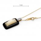 Luscious Diamond Onyx and Mother of Pearl Neckace 10K YG with an 18" Chain