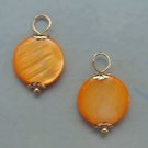 Fancy 12mm Sherbet Orange MOP INTERCHANGEABLE Earring Charms YG or SS