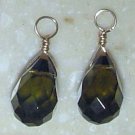 Medium 8x10mm Olive Green Quartz INTERCHANGEABLE Earring Charms YG or SS