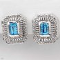 Blue Topaz and Diamond SLIDE Enhancer Pendant 14K WG Fits up to 12mm Omega 6.4gr