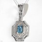 Blue Topaz and Diamond SLIDE Enhancer Pendant 14K WG Fits up to 12mm Omega 6.4gr