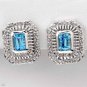 Elegant Classy 2.86ctw Blue Topaz & Diamond 14K WG Omega Earrings 10.0 GRAMS!!!
